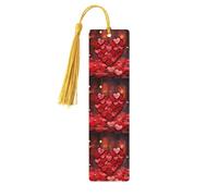 Red Hearts Love Wood Bookmarks with Tassels,Pendant Unique Handmade Craft DIY Wooden Bookmarks Cute Wood Hanging Tags Ornaments for Book Lovers Birthday Teachers Gift