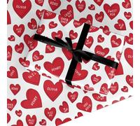 Red Hearts Personalised Wrapping Paper - Valentine’s Day, Anniversary & Romantic Occasions Custom Gift Wrap For Couples, Men & Women - Love Heart Design Present Paper - Large Roll (60cm x 3.6m)