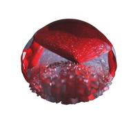 Red Hearts Print Shower Cap for Women Men, Reusable Double-Layer Fabric Bathing Cap Girls Hair Caps, 29 CM