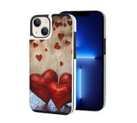 Red Hearts Printed Phone Cases for iPhone 13 Mini Wallet Case 5.4 inch Magnetic Clasp Flip Leather Shockproof Phone Case Cover with Card Slots Holder