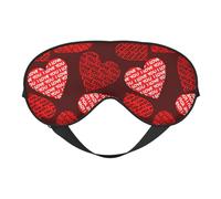 Red Hearts Printing All-Occasion Sleep Eye Mask with Double Sides Adjustable Strap Perfect for Shifts & Travel