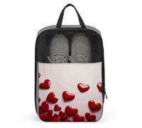 Red Hearts Shoe Bag with Zipper Closure,Storage Bags with Handle And Portable,Water-Resistant Shoe Pouch Travel Essentials