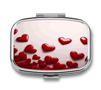 Red Hearts Weekly AM/PM Pill Organizer.Waterproof Portable Compact Travel Pill Organizers.Small Pill Box for Medicine Holder for Vitamins Medication.