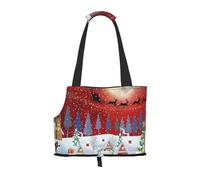 Red Heavens Snow Flake Printed Pet Tote Bag -Travel Pet Puppy Dog Carrier Backpack Tote Shoulder Bag For Subway/Shopping/Hiking/Traveling