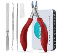 Red Heavy Duty Professional Toe Nail Clippers - Ingrown Toenail Treatment & Thick Nails, Large Toenail Scissors with Safety Long Strong Handle