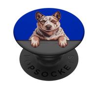 Red Heeler Funny Peeking Australian Cattle Dog Lover PopSockets Adhesive PopGrip