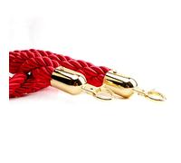 Red Hemp Stanchion Rope with Gold Plated Hooks, Crowd Control Line Barrier for Birthday Party, TV Awards Show