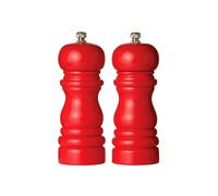 Red Hi Gloss Salt and Pepper Set, Durable 14cm Wooden Mills for Kitchen, Ergonomic Design Premier Housewares Red One Size