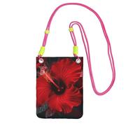 Red Hibiscus Flowers Crossbody Phone Bag for Women Men Waterproof Mini Cellphone Purse Wallet Small Crossbody Bags with Adjustable Strap Travel Cell Phone Pouch Belt Pouch
