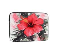 Red Hibiscus Laptop Sleeve for Women Men, 13 Inch Waterproof Laptop Bag Lightweight Notebook Computer Cover Bag