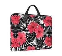 Red Hibiscus Print Protective 14 Inch Laptop Case,Laptop Sleeve With Handle Compatible,Carrying Computer Bag