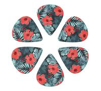 Red Hibiscus Printed Guitar Picks -6 Pcs Guitar Picks Plectrum,Guitar Accessories,Electric Guitar Pick 0.96mm