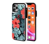 Red Hibiscus Printed Phone Cases for iPhone 11 Pro Max Wallet Case 6.5-inch, Magnetic Clasp Flip Leather Shockproof Phone Case Cover with Card Slots Holder