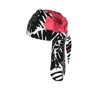 Red Hibiscus Printed Quick Drying Cycling Cap, Breathable Mesh Bandana Helmet Liner, for Running Fishing