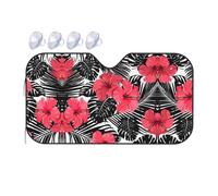 Red Hibiscus Printing Upgrade Car Windshield Sun Shade Protect Car From Sun Rays Heat Damage,Vehicle Accessories