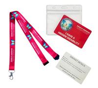 Red Hidden Disability Lanyard with Butterfly Symbol - from Quantum Leap | Includes Waterproof Zip Lock Pocket & Printed Hidden Disability Card