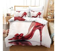 Red High Heels-elegant Women's Footwear 3D Printed Duvet Cover Set Bedding Set,Soft Microfiber Pillowcases,Hidden Zipper Quilt Cover Easy Care Comforter Cover for Kids Boys Girls Teens Super King（260
