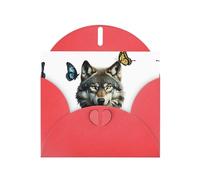 Red Holiday greeting check blank card and pearl beautiful blank note block VVXBHGR A brutal wolf Pattern