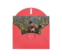 Red Holiday greeting check blank card and pearl beautiful blank note block VVXBHGR Bear in the wildflowers Pattern