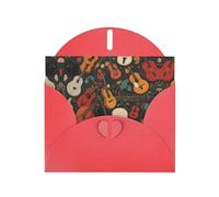 Red Holiday greeting check blank card and pearl beautiful blank note block VVXBHGR Cartoon guitar notes Pattern