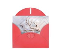 Red Holiday greeting check blank card and pearl beautiful blank note block VVXBHGR Dead branches on the snow Pattern
