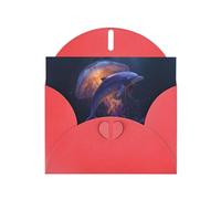 Red Holiday greeting check blank card and pearl beautiful blank note block VVXBHGR Dolphin and jellyfish encounter Pattern