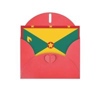 Red Holiday greeting check blank card and pearl beautiful blank note block VVXBHGR Flag of Grenada Pattern