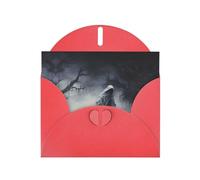 Red Holiday greeting check blank card and pearl beautiful blank note block VVXBHGR Ghost by the dead tree Pattern