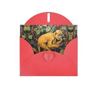 Red Holiday greeting check blank card and pearl beautiful blank note block VVXBHGR Golden Monkey Climbs Vine Pattern