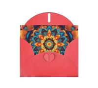 Red Holiday greeting check blank card and pearl beautiful blank note block VVXBHGR Kaleidoscope Mandala Pattern