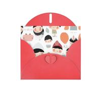 Red Holiday greeting check blank card and pearl beautiful blank note block VVXBHGR Little people image drawing Pattern