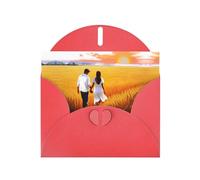 Red Holiday greeting check blank card and pearl beautiful blank note block VVXBHGR Love in the wheat field Pattern