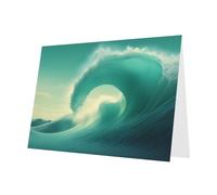 Red Holiday greeting check blank card and pearl beautiful blank note block VVXBHGR Ocean Green Wave Surf Pattern