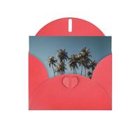 Red Holiday greeting check blank card and pearl beautiful blank note block VVXBHGR Palm trees by the sea Pattern