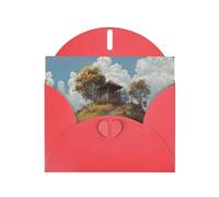 Red Holiday greeting check blank card and pearl beautiful blank note block VVXBHGR Pavilion on the hill Pattern