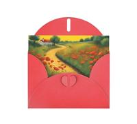Red Holiday greeting check blank card and pearl beautiful blank note block VVXBHGR Poppies Field Yellow Brick Road Pattern