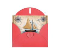 Red Holiday greeting check blank card and pearl beautiful blank note block VVXBHGR Sailboat Map Pattern