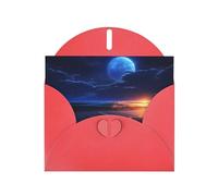 Red Holiday greeting check blank card and pearl beautiful blank note block VVXBHGR Seaside moonlight Pattern