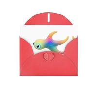 Red Holiday greeting check blank card and pearl beautiful blank note block VVXBHGR Starry sky big-eyed fish Pattern