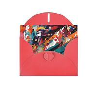 Red Holiday greeting check blank card and pearl beautiful blank note block VVXBHGR Strange Watercolor Pattern