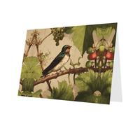 Red Holiday greeting check blank card and pearl beautiful blank note block VVXBHGR Swallow on the vine Pattern