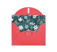 Red Holiday greeting check blank card and pearl beautiful blank note block VVXBHGR Teal Grey and White Floral Pattern