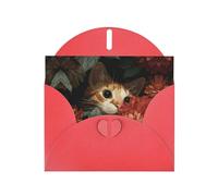 Red Holiday greeting check blank card and pearl beautiful blank note block VVXBHGR The kitten in the flower bed Pattern