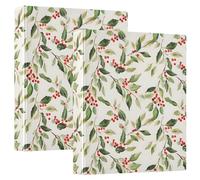 Red Holly Berry Pattern 3 D-Ring Binder A4 2 Pack with 200 Sheet for Kids School Supplies Women Men Office