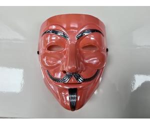 RED Holographic Shiny Metallic Game Master Anonymous Plastic Mask Halloween Fancy Dress Party