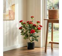 HOMCOM 65cm Artificial Camellia Flower Plant Realistic Silk Flowers Red