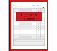 Red Homework Planner Notebook: Daily Student Assignment Tracker and Academic Agenda for School and College