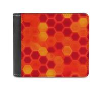 Red Honeycomb Bi-fold Men's Wallets with 6 Card Slots Slim Travel Purse Leather Money Clip
