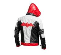 Red Hood Knight Inspired Bat Emblem Leather Gaming Jacket - Vigilante Warrior Style in Black & Red Variations