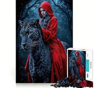 Red Hooded Lady And Black Leopard 1000 Pieces Jigsaw Puzzles for Teenagers Memory Upgrade Casual Relax Sharp Cut Art Display (50x75cm)